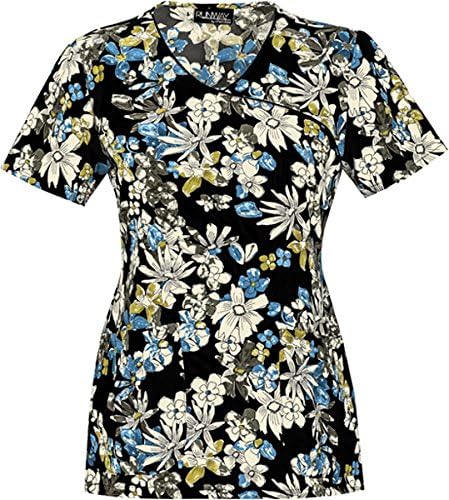 Cherokee 'Mock Wrap Print Top' Scrub Top Fantastically Floral X-Large