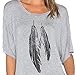Haola Womens Funny Printed Feather Graphic T Shirts Loose Tops Juniors Tees Grey S