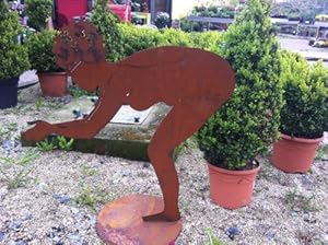Skulptur Schwimmerin "Berta" Gr.II Kleinere Edelrost Figur Höhe73,5 cm
