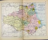 PHILIPS HANDY ATLAS MAP ENGLAND c1890 DURHAM OLD PRINT