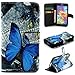 S5 Case, Galaxy S5 Case, Gift_Source Brand [Blue Butterfly Pattern] Premium PU Leather Wallet Flip Protective Skin Case with Magnetic Closure for Samsung Galaxy S5 / Galaxy SV / Galaxy S V (2014) (Built-in Credit Card/ID Card Slot)+1 X Screen Protector + Stylus Pen