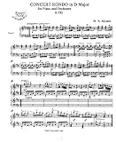 Mozart Piano Concert Rondo in D Major for Piano and Orchestra, K. 382: Instantly download and print sheet music
