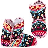 Chatties Colorful Knit Fair-Isle Bootie Slippers for Women