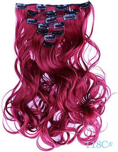Beauty Wig World 20inches 50cm Curly Full Head Clip in Synthetic Hair Extensions 7pcs 130g