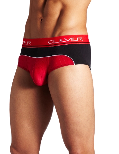 Clever Mens Front Mesh Brief, Black, Medium
