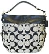 Coach Black White Signature Zoe Large Hobo Handbag