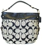 Coach Black White Signature Zoe Large Hobo Handbag 12674