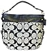 Coach Black White Signature Zoe Large Hobo Handbag