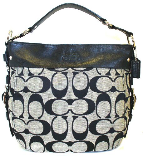 Coach Zoe Large Signature Shoulder Bag - 12674 (Black & White)