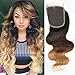 Moresoo Body Wave Natural Black to Chocolate Brown and Cameral Blonde #1B/4/27 Bleach Knots Lace Top Closure 4*4 Straight Human Hair 10 inch