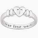 Platinum Plated Sterling Silver True Love Waits Purity Sentiment Ring