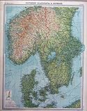 1920 SOUTHERN SCANDINAVIA DENMARK MAP
