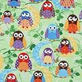 s�sser gr�ner Eulen Stoff What a Hoot USA Designer