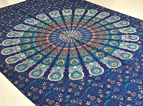 Ombre twin Size Mandala Wall Tapestries, Psychedelic Indian Tapestry Bedding, Bohemian Wall Hanging, Floral Print Bed Cover