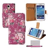 xhorizon TM Elegant Retro Floral Protective Book Style Flip Stand PU Leather Case Cover With Credit ID Card Slots Holder/ Money Pockets FX For Samsung Galaxy S4 mini(i9190)(#3)