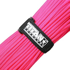 Paracord / 550 Cord ★ Authentic Titan Mil-C-5040-H, Type III, Military Parachute Cord / Survival Cord - 100 FT, NYLON, PINK, with FREE Velcro Fastener ★ Highest Quality Mil-Spec Paracords Available ★ Two Paracord eBooks Included w/Purchase