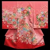 お宮参り　着物　女の子　正絹初着　濃淡ピンク　金糸刺繍　唐絞り　花車　疋田桜　金糸刺繍使い