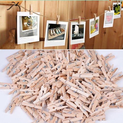 50pcs Mini Natural Wooden Clothe Photo Paper Peg Clothespin Craft Clips 25mm DRU