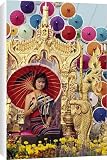 Canvas Prints of Portrait of a woman with umbrella seated on a golden from Robert Harding