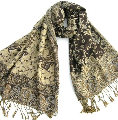 Brown Paisley Scarf Multi 70" L x 28" W