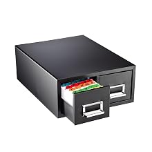 STEELMASTER Medium Double Card File Drawer, Fits 4 x 6 Cards, 3000 Card Capacity, 14.44 x 6.19 x 16 Inches, Black (263F4616DBLA)