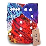 iZiv新生児1厚いおむつ付きオーガニック幼児防水/調整/再利用可能/洗えるポケット布おむつのフィット赤ちゃん0.5-3歳(レッド)