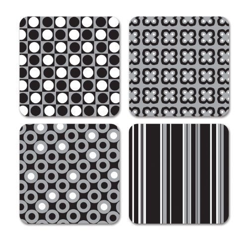 Studio Oh! Coasters, 12 Count, Silver/Black