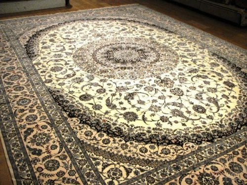 11'7 x 16'0 Beige Persian Hand Knotted Wool Nain 