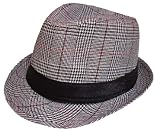 Unisex Adult Women & Men Vintage Fedora Hat Cap Grey/red/white Stripped 7 ¼
