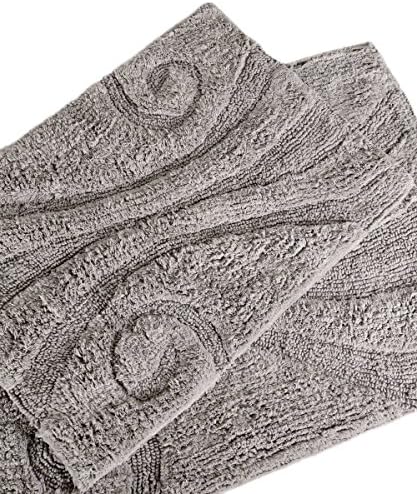 Trade Linker 2-Piece Swirl Bath Rug Set, 21 by 34-Inch, Grey