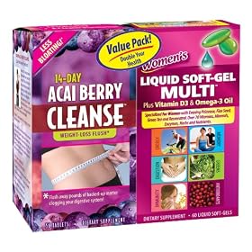 Applied Nutrition 14-day Acai Berry Cleanse and Women's Liquid Soft-gel Multi Value Pack, 116-Count