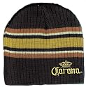 Corona Extra Alcohol Beer - Brown Tan Stripe Knit Ribbed Striped Beanie Cap Hat