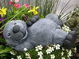 from Tiefes Handicraft Garden ornamental Figure - Mole lying down, Cast stone, Slate gray