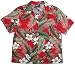 White Hibiscus Ladies Hawaiian Aloha Shirt in Red