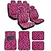 BDK Hot Pink Zebra Seat Covers & Floor Mats Set Fur Print Complete - Full Set, Universal Fit