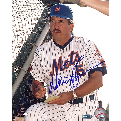 Steiner Sports MLB Davey Johnson Mets Pin Stripe Uniform Autographed 8-by-10-Inch Photograph