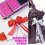 ダイアモンドリボンストラップ・Diamond Ribbon Strap/キーホルダー pink diamond