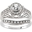 14K White Gold Diamond Wedding Set Semimount- 0.35 Ct. - CENTER STONE NOT INCLUDED