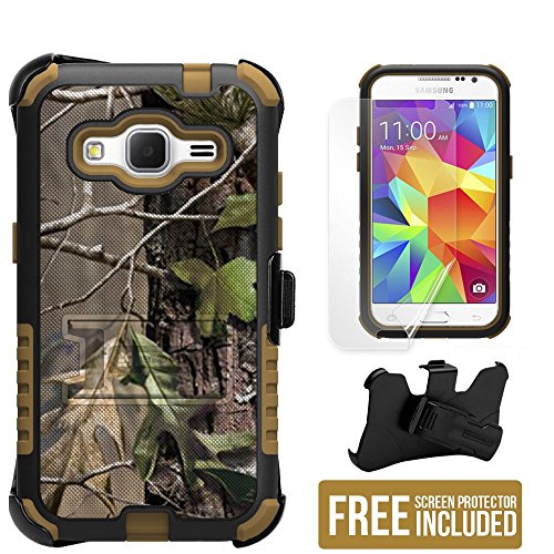 Samsung Galaxy Core Prime G360/Galaxy Prevail LTE/SM-G360/G360P (Boost Mobile,Virgin Mobile)(2014)Beyond Cell ®3 in 1 Rugged High Impact Hybrid Anti-Shock Pads Hard + Soft Durable Armor Phone Case With 2 Layer Premium Protection With Built in Kickstand & Belt Clip Holster Combo Phone Case- Hunter Tree Camo Design - FREE (HD) Screen Protector & Retail Packaging (1 Year Warranty)