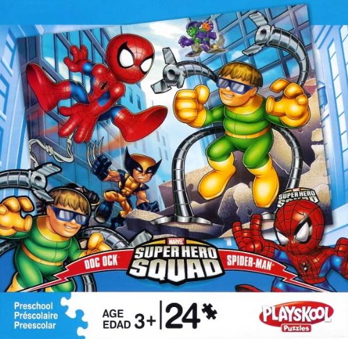  Marvel Super Hero Squad Doc Ock and Spiderman Puzzle with Wolverine, Cyclops & Green Goblin