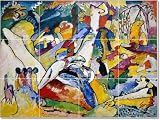Wassily Kandinsky Abstract Tile Mural House Remodel Ideas | 12.75x17 using (12) 4.25x4.25 tiles