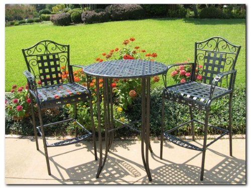 Outdoor Bistro Set - 3 Piece Patio Furniture Set (Black Antique Pewter) (40