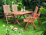 Gartenmöbel-Set aus Holz, klappbar mit 4 Gartensesseln