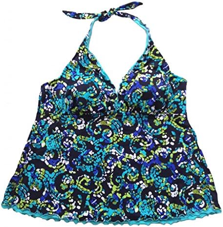 Jamaica Bay By Caribbean Joe Women's Plus Size Halter Ruffle Tankini Top Size 22W