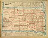 1893 Print Map South Dakota State Counties Cities Rivers United States Antique - Original Print Map
