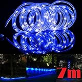 JX-SHOPPU LED50個搭載 ソーラーLEDチューブ 夜になると自動点灯ガーデンイルミネーションライト7M (ブルー)