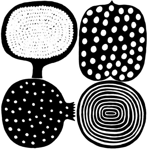 Ideal Home Range 20 Count Boston International 3-Ply Paper Cocktail Napkins, Marimekko Black Kompotti