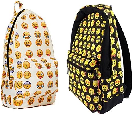 Blogger 2 Pcs Girl and Boy School Book Bag Emoji Day Pack Smiley Backpack Shoulder Back Bags