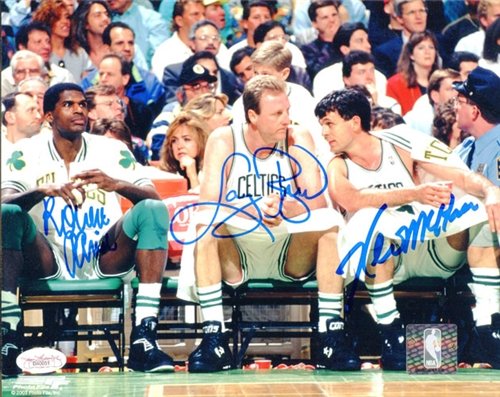 Larry Bird Robert Parish & Kevin McHale Autographed/Hand Signed Boston Celtics 8x10 Photo (JSA)