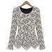 Aokin Women Scoop Neck Long Sleeve Lace Tunics Blouse Top